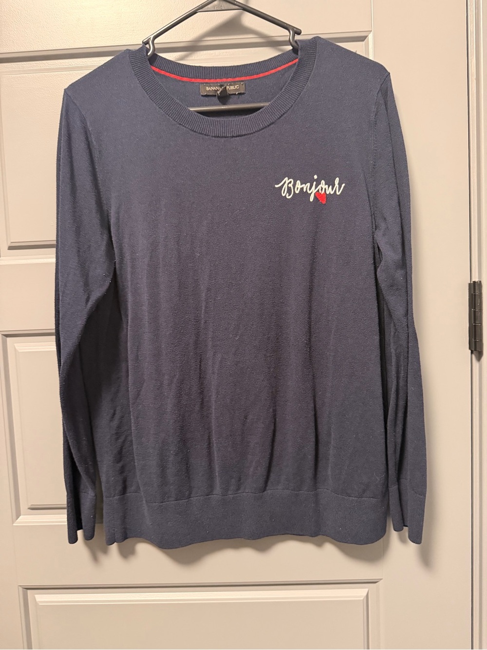Banana Republic Women's 'Bonjour' Navy Lightweight Crewneck Sweater LARGE